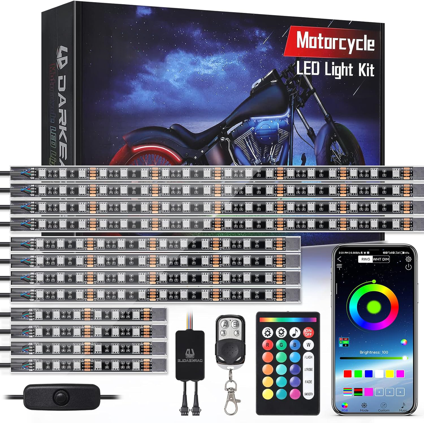 BrightGlow™ 12pcs Motorcycle LED Light Kit for Enhanced Safety and Style 0