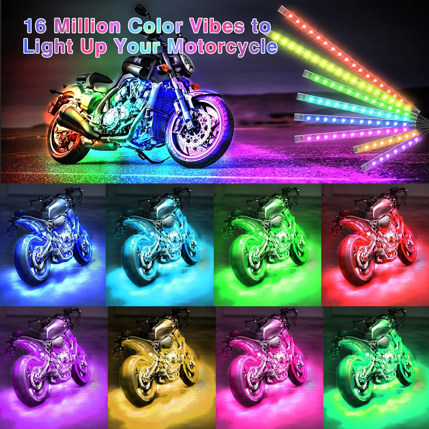 BrightGlow™ 12pcs Motorcycle LED Light Kit for Enhanced Safety and Style 3