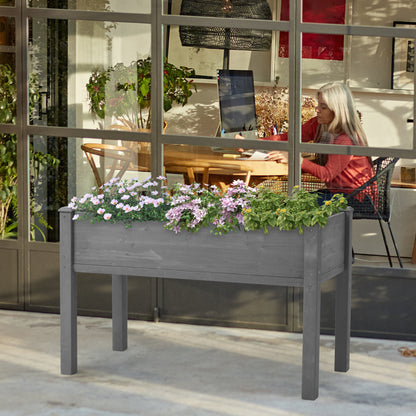 Vimora™ - Elevated Gray Solid Wood Raised Garden Bed with Legs for Outdoor Plants