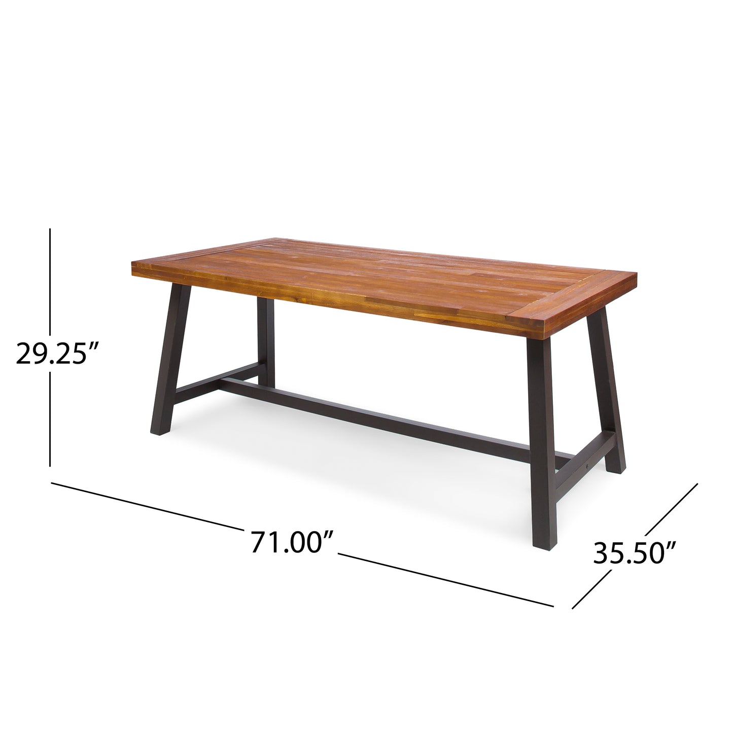 Vimora™ - Outdoor Acacia Wood Dining Table with Rustic Metal Legs