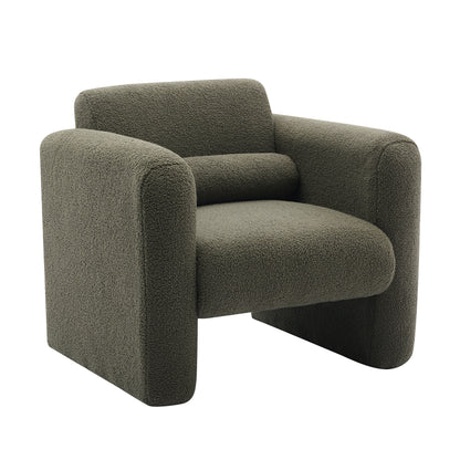 Vimora™ - Modern Style Chair with Soft Sheepskin Cushion, Seaweed Green Armchair