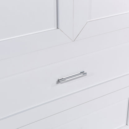 Vimora™ - Tall White Bathroom Storage Cabinet with Doors, Drawers & Adjustable Shelf