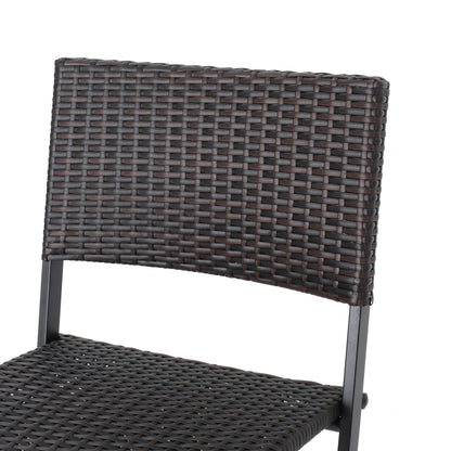 Vimora™ - Outdoor Foldable Wicker Barstools, Faux Rattan Patio Chairs, Brown Multi (Set of 2)