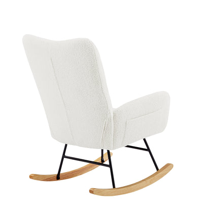 Vimora™ - Off White Teddy Fabric Rocking Chair with Metal Frame and Comfortable Design