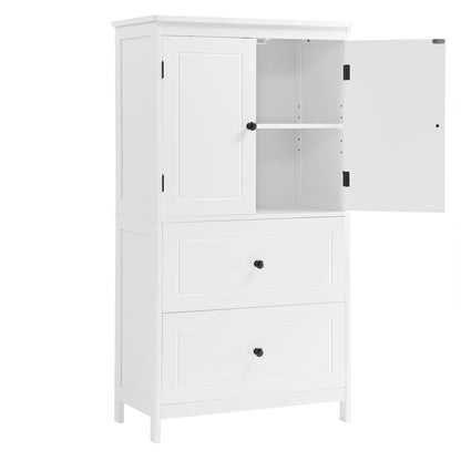 Vimora™ - White Bathroom Storage Cabinet with Adjustable Shelf, Drawers & Anti-Tipping Design
