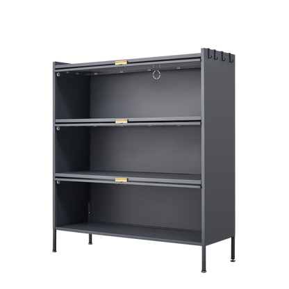 Vimora™ - 3 Tier Metal Pantry Storage Cabinet with Microwave Rack & Adjustable Hooks