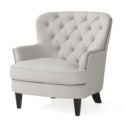 Vimora™ - Contemporary Light Grey Club Chair and Ottoman Set