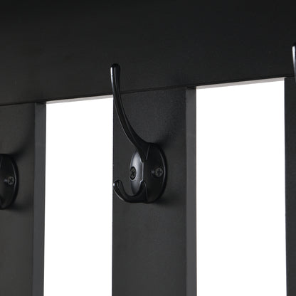 Vimora™ - Multifunctional Hall Tree with Cushioned Bench, Pegboard & Hooks in Black