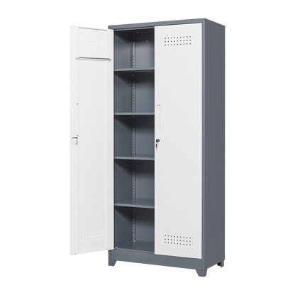 Vimora™ - Lockable Metal Storage Cabinet, Tall Cleaning Tool Organizer