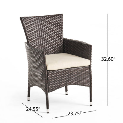Vimora™ - Outdoor Brown PE Wicker Dining Chairs with Waterproof Cushions (Set of 2)
