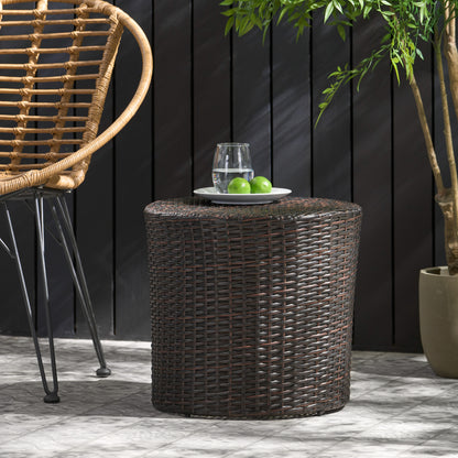 Vimora™ - Stylish Brown Wicker Weave Barrel Side Table for Outdoor Spaces