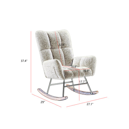 Vimora™ - Off White Teddy Fabric Rocking Chair with Metal Frame and Comfortable Design