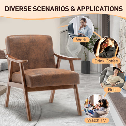 Vimora™ - Mid-Century Modern Accent Chair with Solid Wood Frame and Extra-Thick Backrest