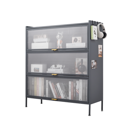 Vimora™ - 3 Tier Metal Pantry Storage Cabinet with Microwave Rack & Adjustable Hooks