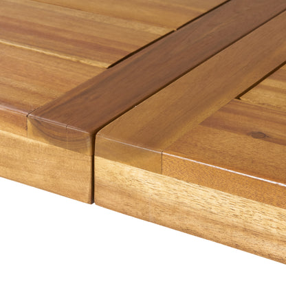 Vimora™ - Acacia Wood Dining Table with Rustic Metal Legs, Natural Brown Grey Finish