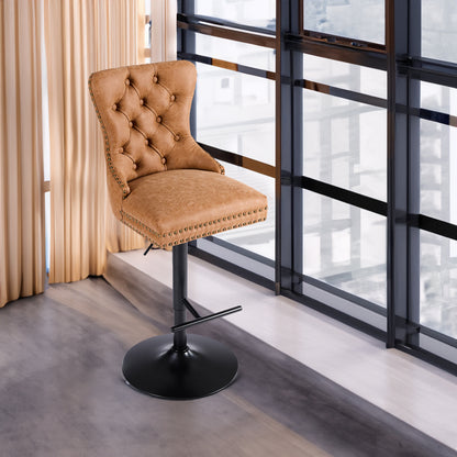 Vimora™ - Adjustable Vintage PU Swivel Bar Stools Set of 2 (Orange)