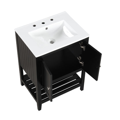 Vimora™ - Black Modern Bathroom Vanity with Elegant Ceramic Sink and Solid Wood Frame