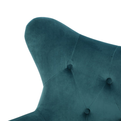 Vimora™ - Teal Velvet Wingback Arm Chair with Tufted Design