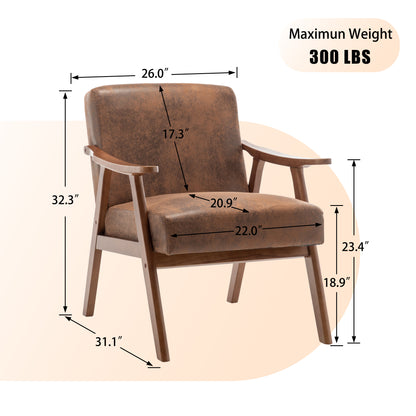 Vimora™ - Mid-Century Modern Accent Chair with Solid Wood Frame and Extra-Thick Backrest