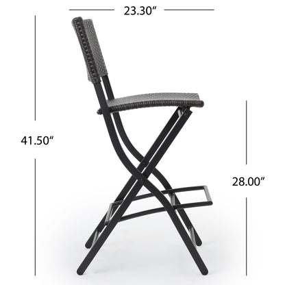 Vimora™ - Outdoor Foldable Wicker Barstools, Faux Rattan Patio Chairs, Brown Multi (Set of 2)