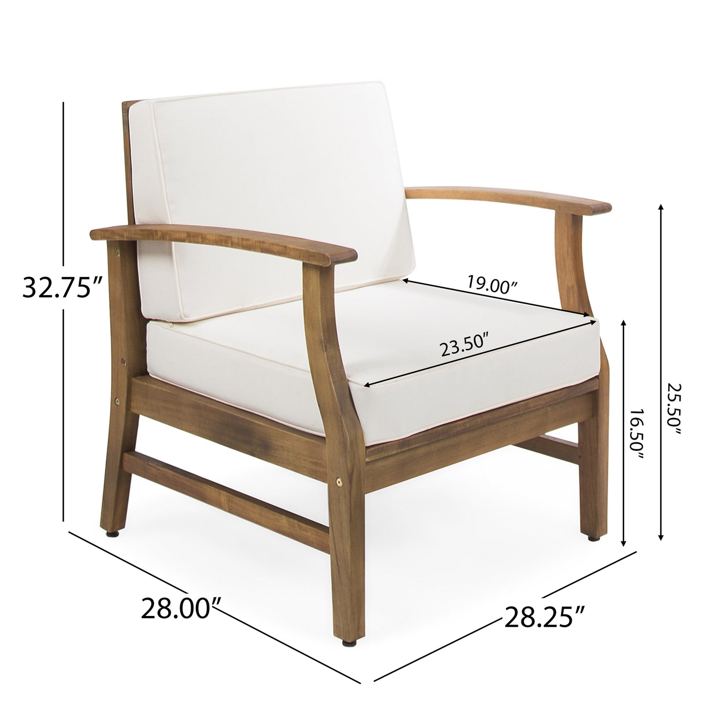 Vimora™ - Cream Acacia Wood Club Chair with Slat Panel Design