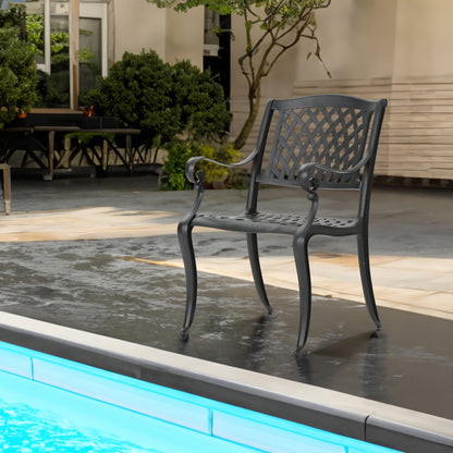 Vimora™ - Black Aluminium Mesh Outdoor Dining Chair Set of 2