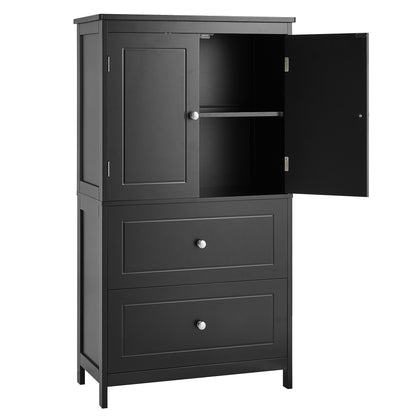 Vimora™ - Black MDF Bathroom Storage Cabinet with Doors, Drawers & Adjustable Shelf
