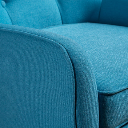 Vimora™ - Teal Mid-Century Modern Arm Chair with Tufted Back and Retro Wooden Legs