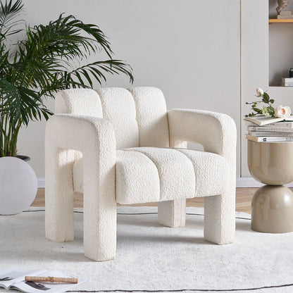 Vimora™ - Modern Beige Boucle Upholstered Accent Chair