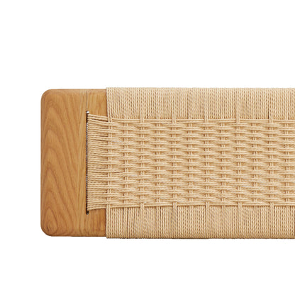Vimora™ - Woven Design Oak Wood Dining Bench for Entryway, Bedroom, and Living Room