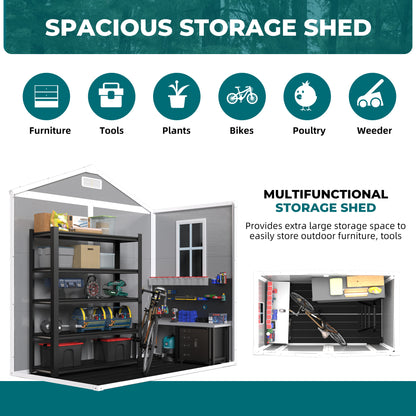 Vimora™ - Weather Resistant 6' x 4.4' Resin Outdoor Storage Shed with Lockable Door