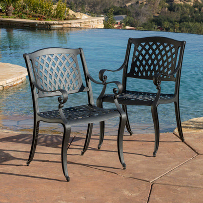 Vimora™ - Black Aluminium Mesh Outdoor Dining Chair Set of 2