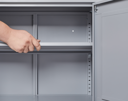 Vimora™ - Grey Metal Storage Cabinet with Adjustable Shelves and Doors for Versatile Storage