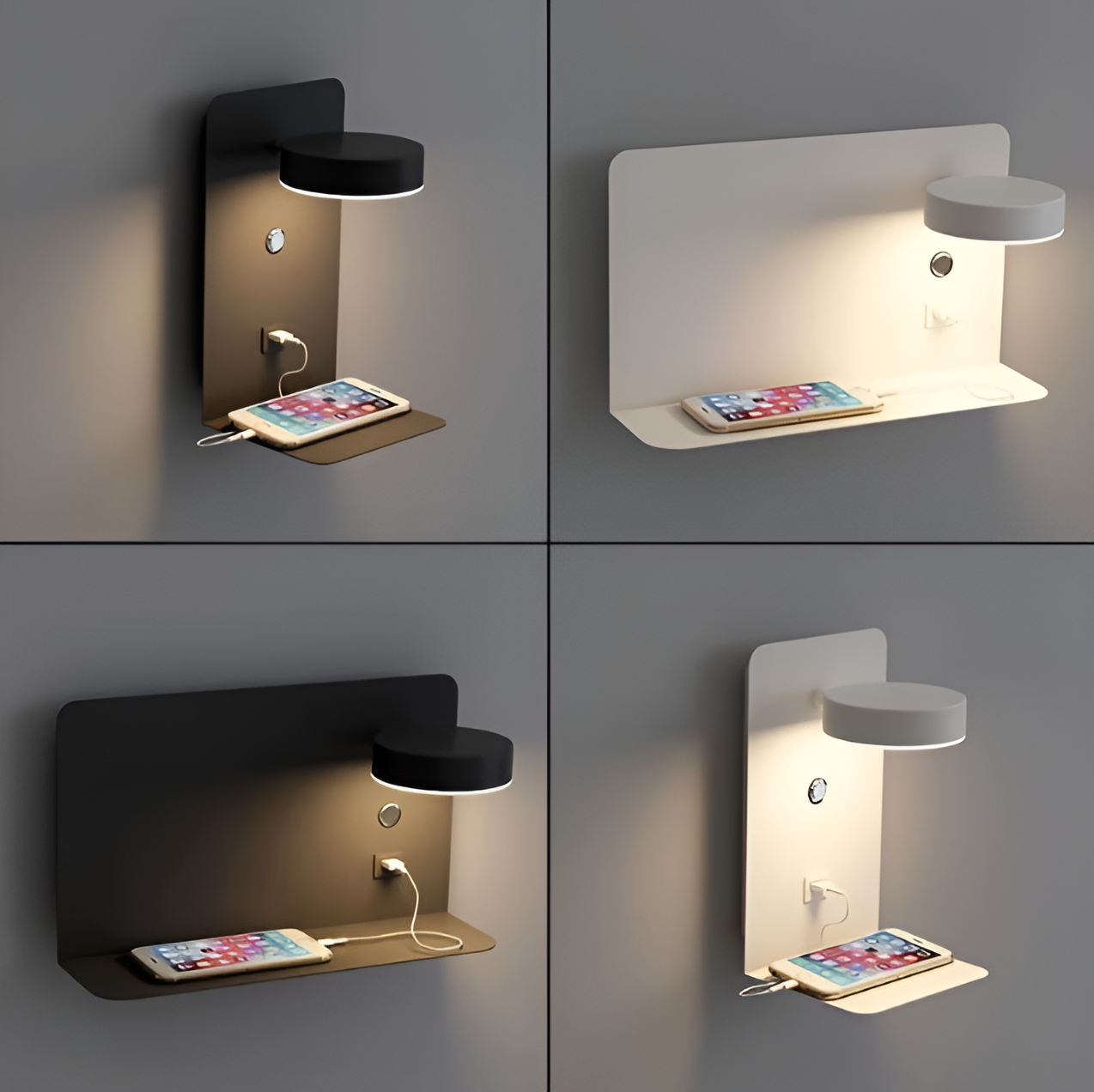 DazzleShelf™ LED Night Light with USB Charging Shelf for Organized Bedrooms 4