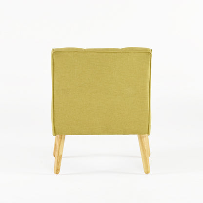 Vimora™ - Yellow Mid-Century Modern Arm Chair with Tufted Back and Birch Wood Legs