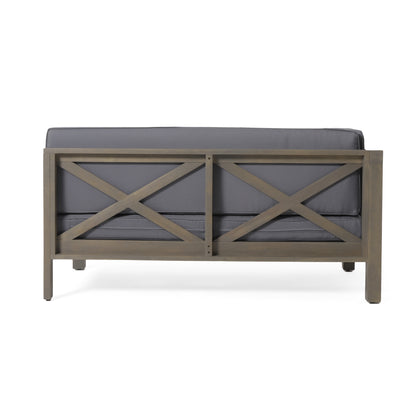 Vimora™ - Dark Grey Acacia Wood X-Back Corner Bench Set for 4 with Water-Resistant Cushions