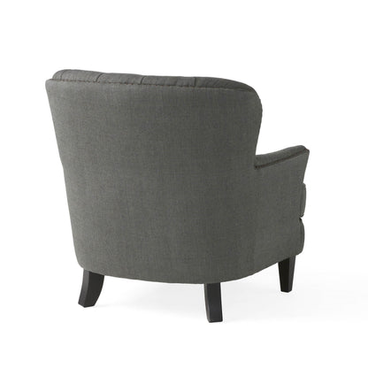 Vimora™ - Contemporary Grey Fabric Club Chair and Ottoman Set for Modern Living Room