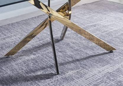 Vimora™ - Gold Modern Rectangular Glass Dining Table for 6 - Stylish & Durable