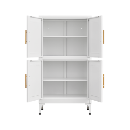 Vimora™ - White Metal Storage Cabinet with Adjustable Shelves and Doors