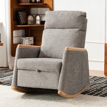 Vimora™ - Accent Rocking Chair with Footrest, High Back Rubber Wood