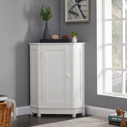Vimora™ - White Triangle Corner Bathroom Storage Cabinet with Adjustable Shelves