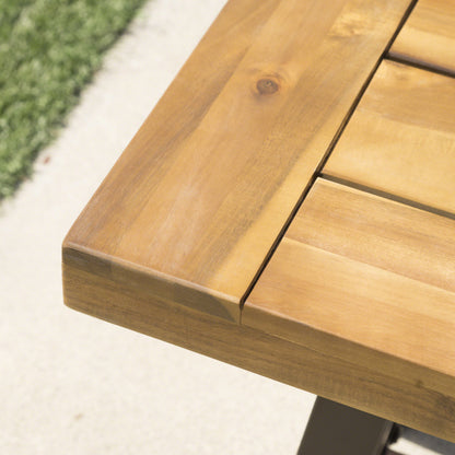 Vimora™ - Rustic Catriona Acacia Wood and Metal Outdoor Bench for Stylish Patio Seating