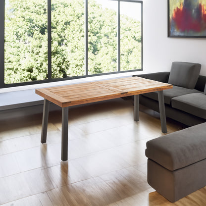 Vimora™ - Modern Industrial Teak Acacia Wood Dining Table with Metal Frame
