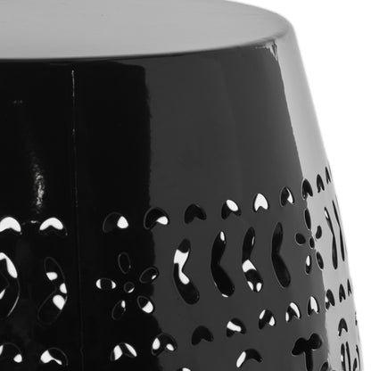 Vimora™ - Modern Black Iron Ruby Side Table with Lace Cut Design