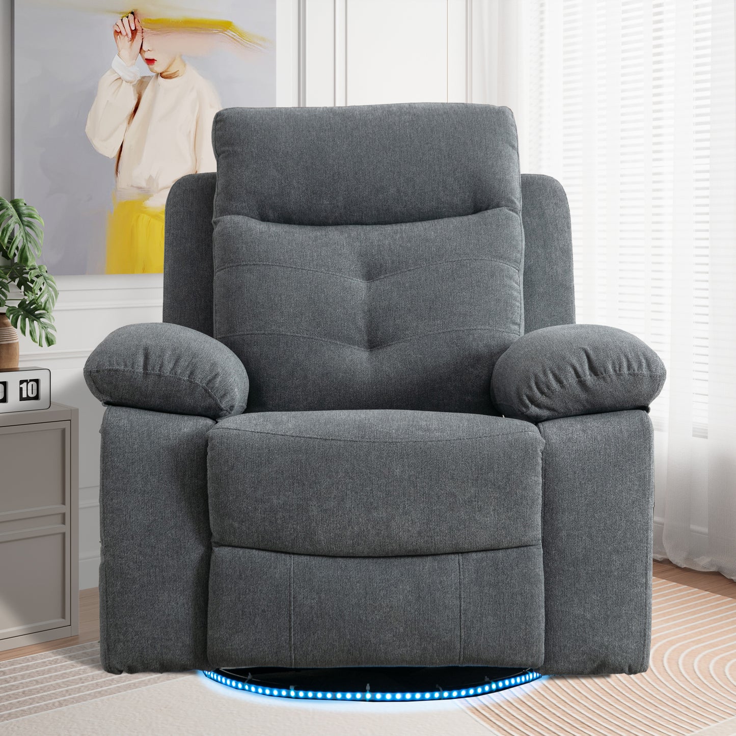 Vimora™ - Light Grey Power Recliner Glider Chair with Bluetooth Speaker and LED Light