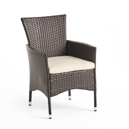 Vimora™ - Outdoor Brown PE Wicker Dining Chairs with Waterproof Cushions (Set of 2)