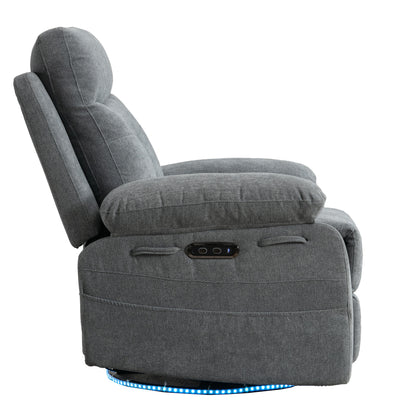 Vimora™ - Light Grey Power Recliner Glider Chair with Bluetooth Speaker and LED Light