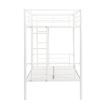 Vimora™ - Twin Over Twin Metal Bunk Bed with Safety Guardrails & Convertible Design in White