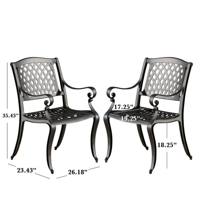 Vimora™ - Black Aluminium Mesh Outdoor Dining Chair Set of 2