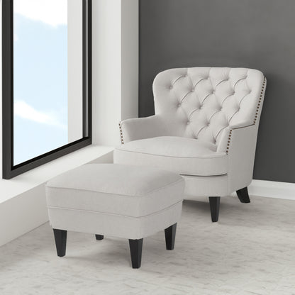 Vimora™ - Contemporary Light Grey Club Chair and Ottoman Set